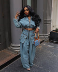Denim Two Piece Sets Women Pant Set Y2k Streetwear Coats Jeans Elegant Matching Sets Coat Top Long Pants Jackets Streetwear