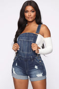 New Summer Women Shorts Overalls Ripped Jeans Lady Sexy Stretch Rompers Denim Pants Lady Cross Strap Jumpsuit Casual Bodysuits