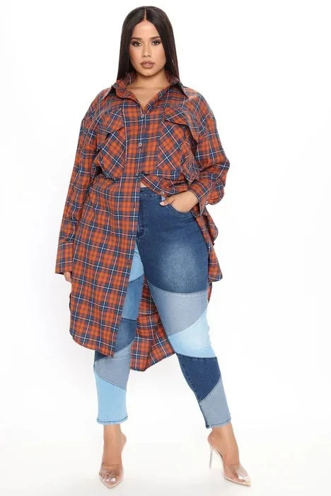 2021 New Fashion Woman Stitching High Waist Jeans High Stretch Denim Pencil Pants Street Trendy Trousers S-3XL Drop shipping