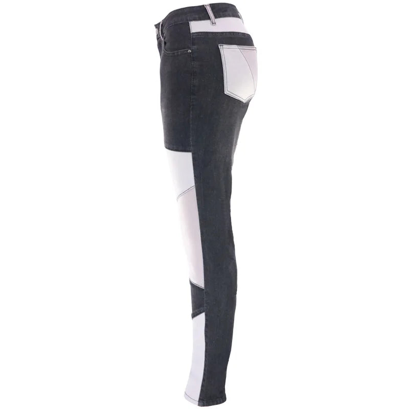 2021 New Fashion Woman Stitching High Waist Jeans High Stretch Denim Pencil Pants Street Trendy Trousers S-3XL Drop shipping