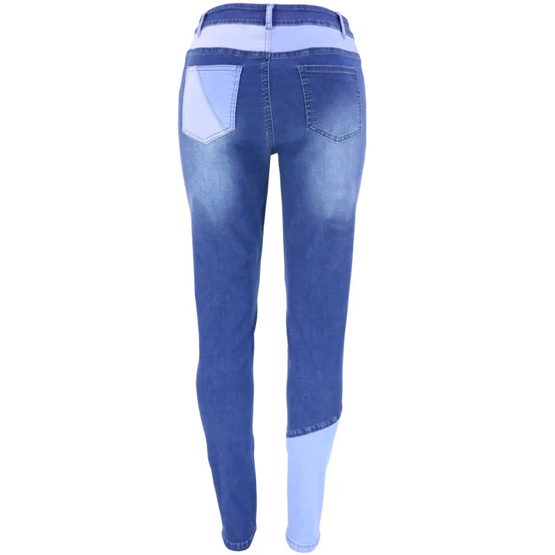 2021 New Fashion Woman Stitching High Waist Jeans High Stretch Denim Pencil Pants Street Trendy Trousers S-3XL Drop shipping