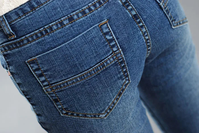 Promotion Women Autumn Bell Bottom Jeans Boot Cut Pants Office Lady Mid Waist Long Flares Trousers Size 26-38