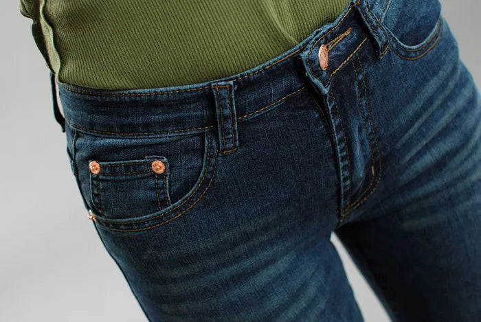 Promotion Women Autumn Bell Bottom Jeans Boot Cut Pants Office Lady Mid Waist Long Flares Trousers Size 26-38