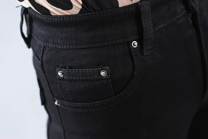 Promotion Women Autumn Bell Bottom Jeans Boot Cut Pants Office Lady Mid Waist Long Flares Trousers Size 26-38