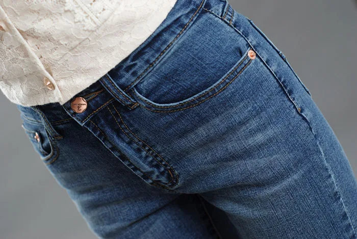 Promotion Women Autumn Bell Bottom Jeans Boot Cut Pants Office Lady Mid Waist Long Flares Trousers Size 26-38