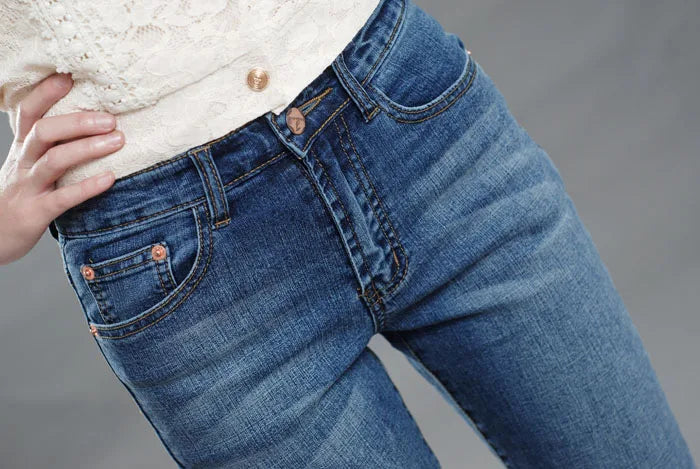 Promotion Women Autumn Bell Bottom Jeans Boot Cut Pants Office Lady Mid Waist Long Flares Trousers Size 26-38