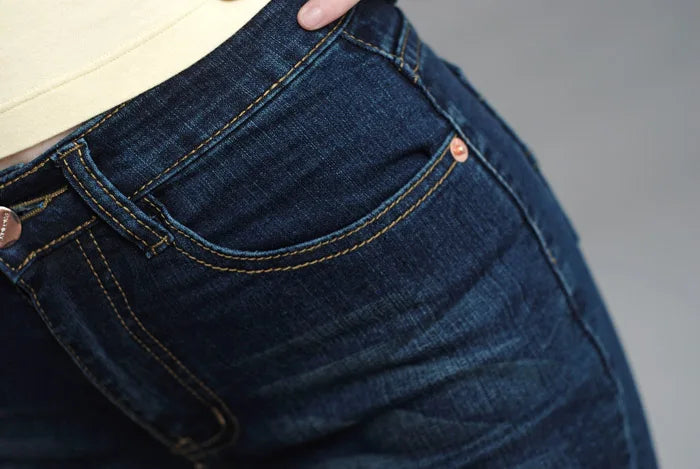 Promotion Women Autumn Bell Bottom Jeans Boot Cut Pants Office Lady Mid Waist Long Flares Trousers Size 26-38