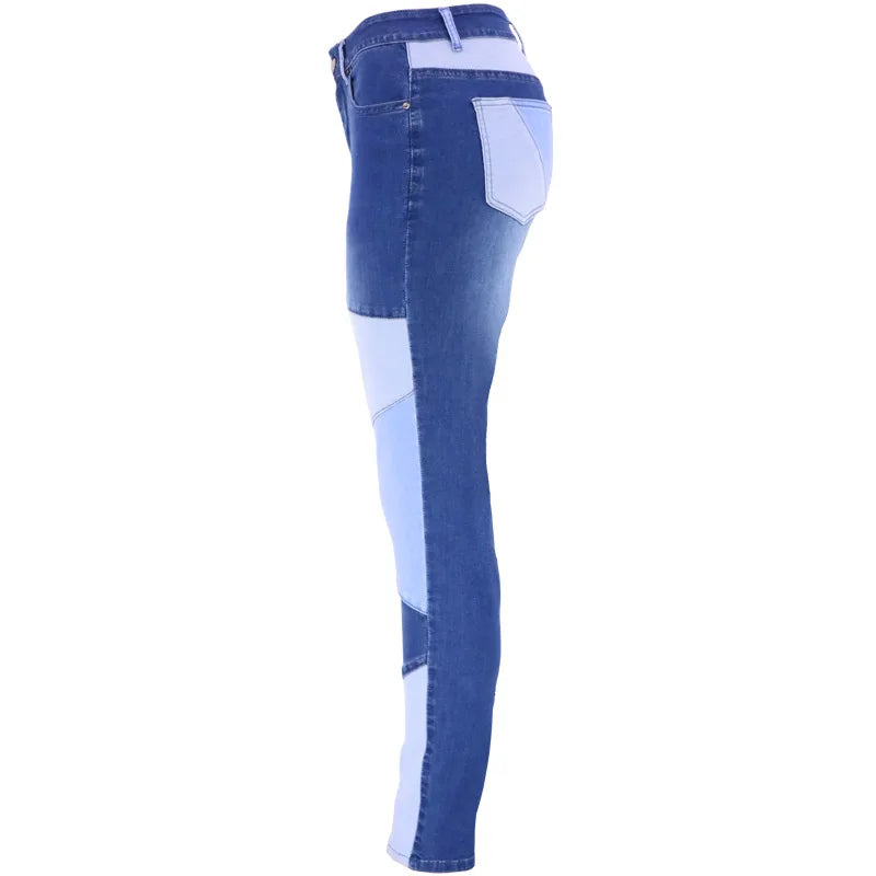 2021 New Fashion Woman Stitching High Waist Jeans High Stretch Denim Pencil Pants Street Trendy Trousers S-3XL Drop shipping