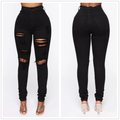 2025 New Black Ripped Jeans For Women Fashion High Waist Denim Pencil Pants Stretch Slim Skinny Trousers XS-XL Global Drop Ship