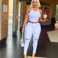 2023 Spring New Women's White High Waist Ripped Jeans Fashion Slim Stretch Denim Pencil Pants Casual Female Clothing S-3XL