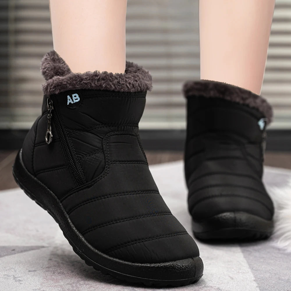 Winter Women Boots Waterproof Snow Boots Plus Size Casual Flat Women Casual Shoes Warm Fur Female Boots Antislip Cotton Shoes