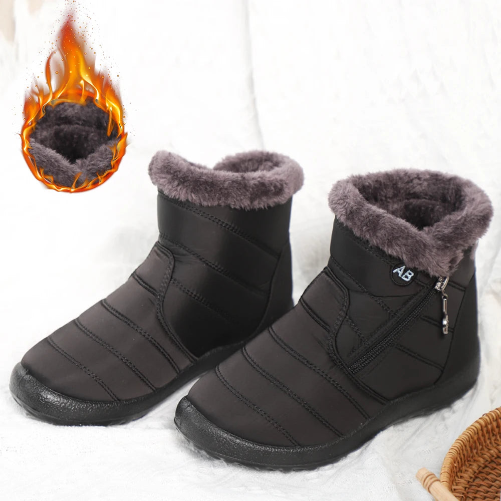 Winter Women Boots Waterproof Snow Boots Plus Size Casual Flat Women Casual Shoes Warm Fur Female Boots Antislip Cotton Shoes