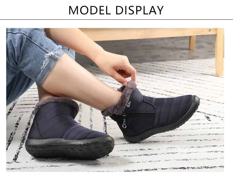 Winter Women Boots Waterproof Snow Boots Plus Size Casual Flat Women Casual Shoes Warm Fur Female Boots Antislip Cotton Shoes