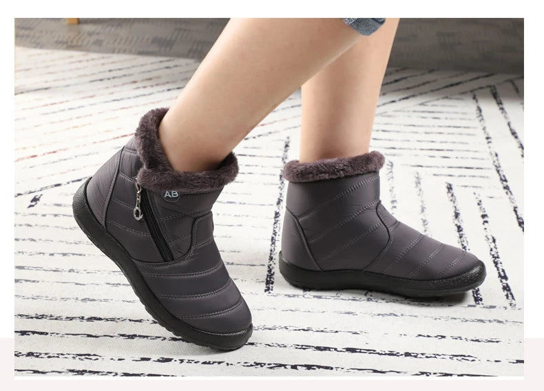 Winter Women Boots Waterproof Snow Boots Plus Size Casual Flat Women Casual Shoes Warm Fur Female Boots Antislip Cotton Shoes