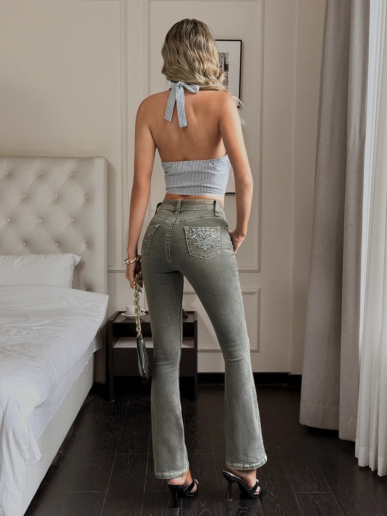 Classic Mom Jeans for Ladies High Rise Slim Tapered Denim Pants Casual Street Fashion Clothing Comfortable Retro Everyday Wear