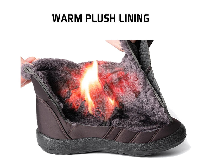 Winter Women Boots Waterproof Snow Boots Plus Size Casual Flat Women Casual Shoes Warm Fur Female Boots Antislip Cotton Shoes