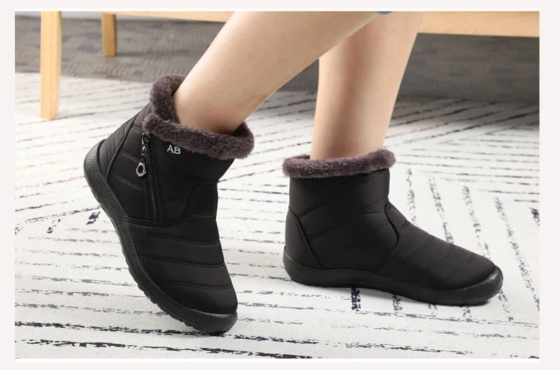 Winter Women Boots Waterproof Snow Boots Plus Size Casual Flat Women Casual Shoes Warm Fur Female Boots Antislip Cotton Shoes