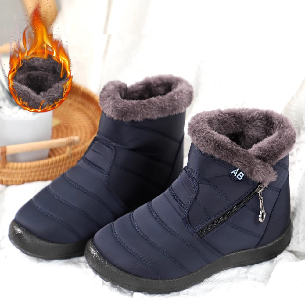 Winter Women Boots Waterproof Snow Boots Plus Size Casual Flat Women Casual Shoes Warm Fur Female Boots Antislip Cotton Shoes