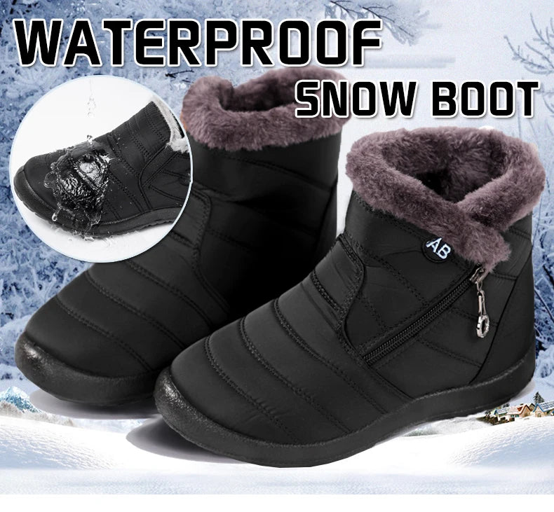 Winter Women Boots Waterproof Snow Boots Plus Size Casual Flat Women Casual Shoes Warm Fur Female Boots Antislip Cotton Shoes