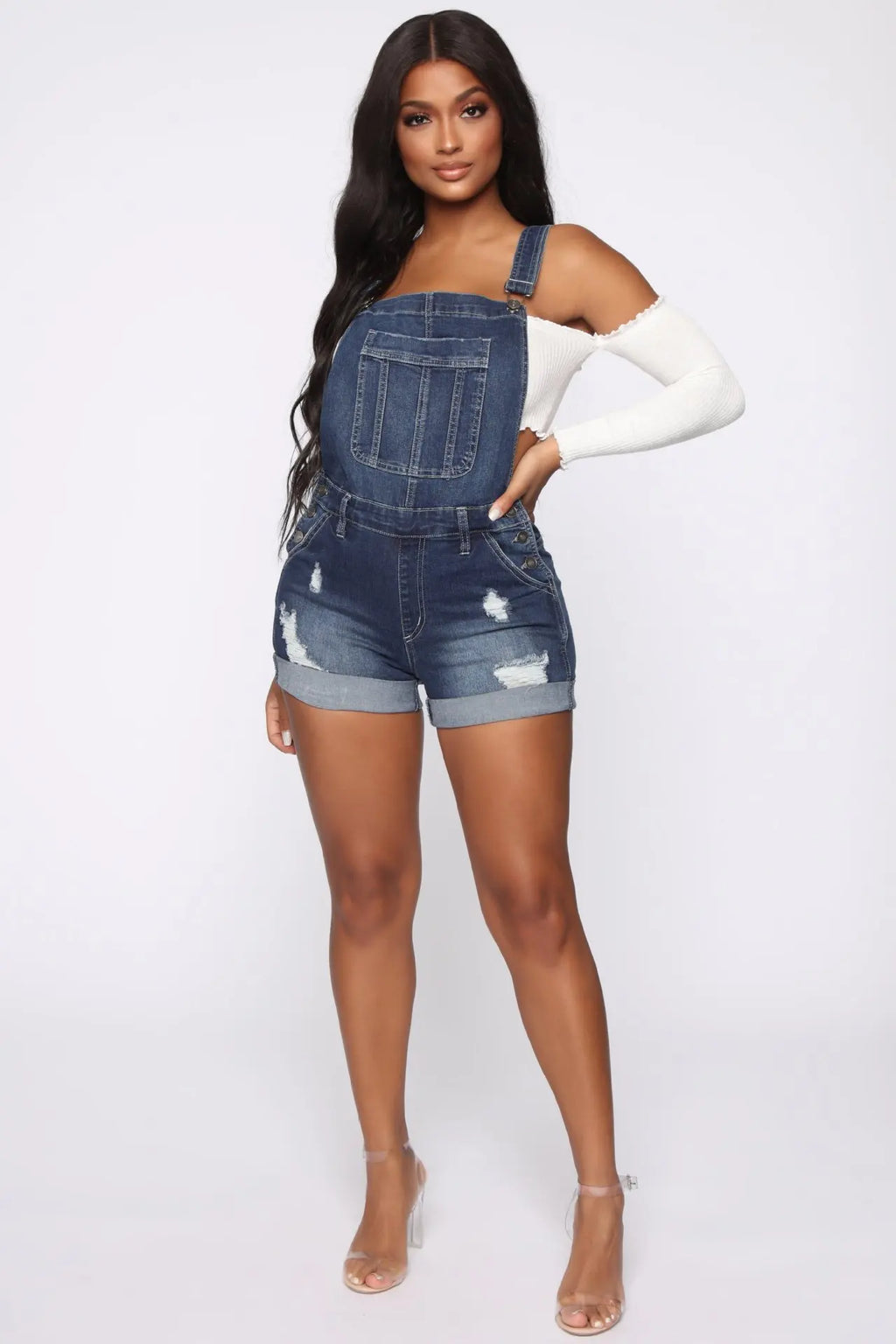 New Summer Women Shorts Overalls Ripped Jeans Lady Sexy Stretch Rompers Denim Pants Lady Cross Strap Jumpsuit Casual Bodysuits