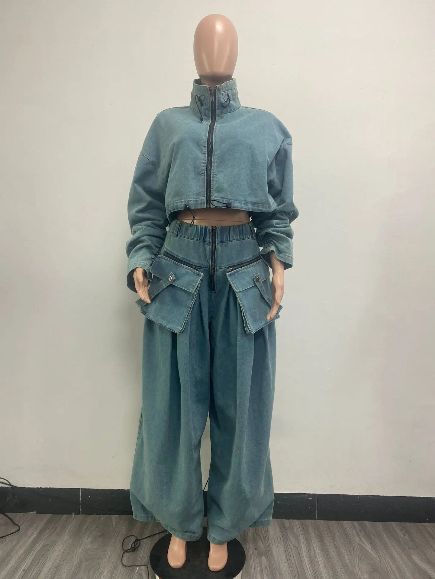Denim Two Piece Sets Women Pant Set Y2k Streetwear Coats Jeans Elegant Matching Sets Coat Top Long Pants Jackets Streetwear